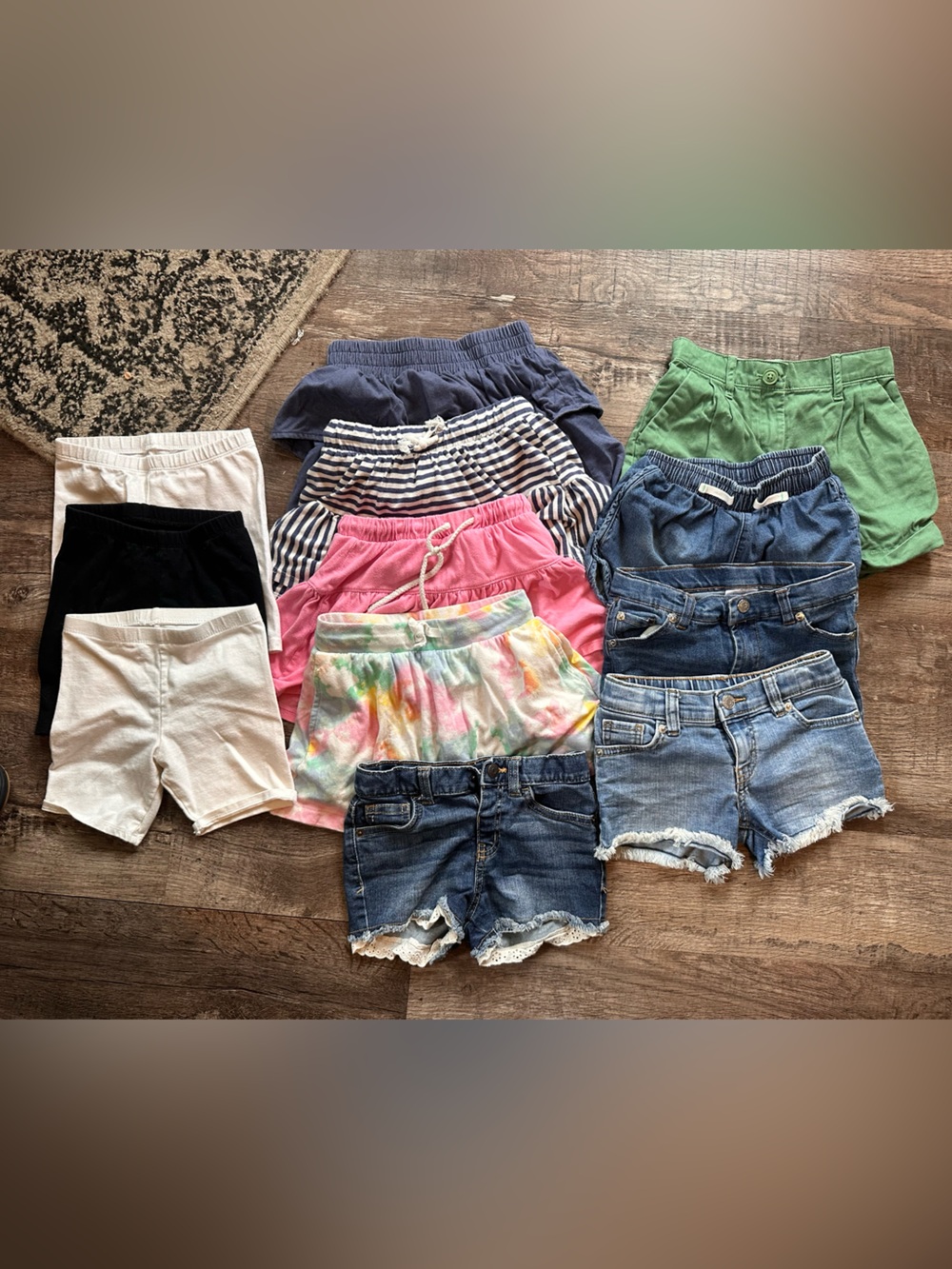 Xs 4/5t Girls' bottoms Pack - Pink, Denim, Tie-Dye, Navy, Green